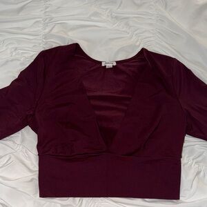 Garage Burgundy Long Sleeve V neck